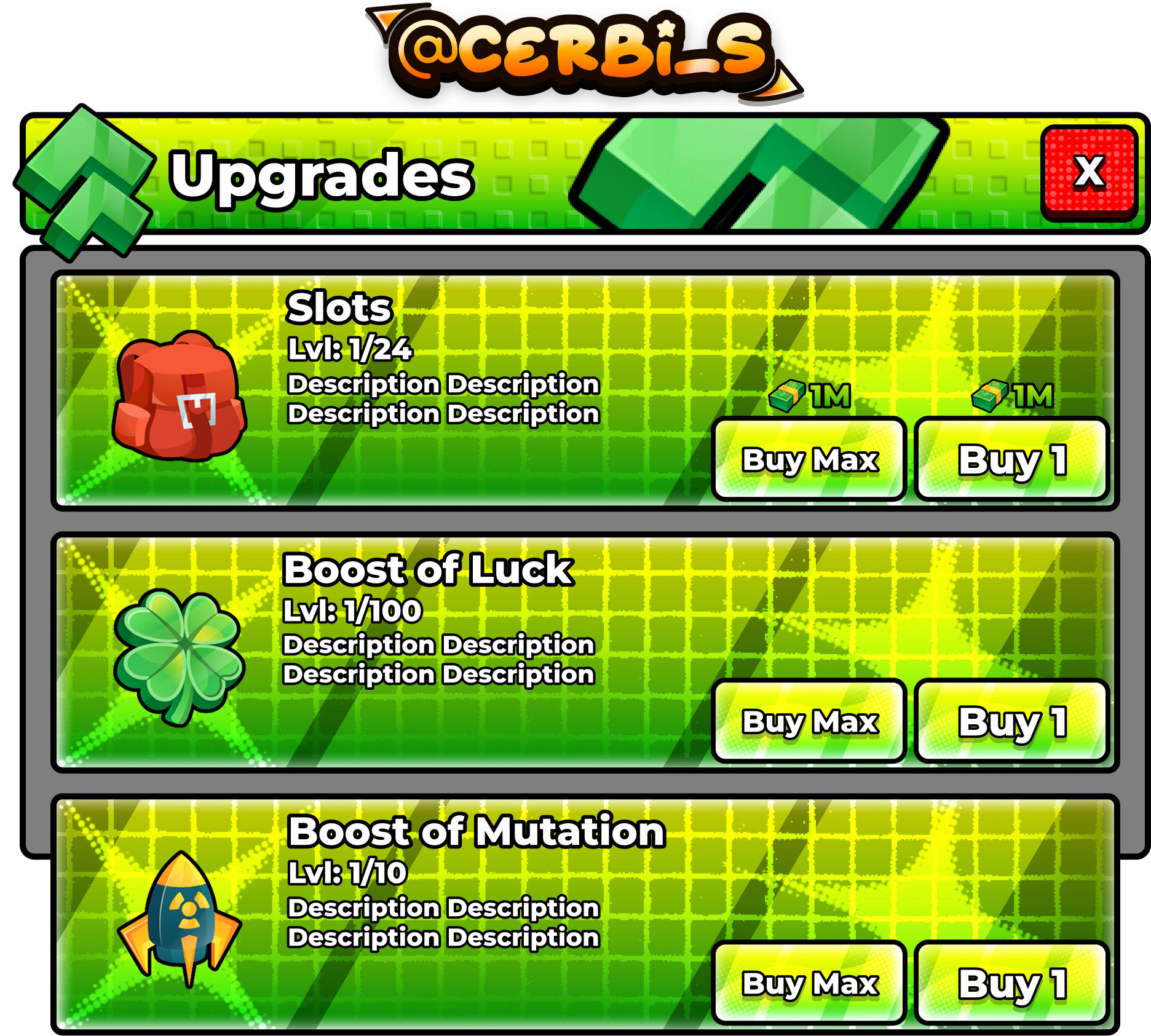 Stat Upgrades Menu